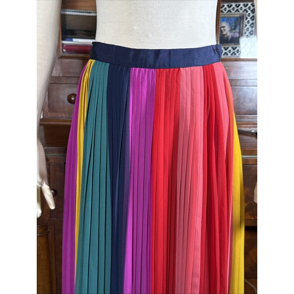 NWT J Crew Sunburst Pleated Rainbow Midi Skirt Bold Multicolor Colorblock [4] - Picture 6 of 13